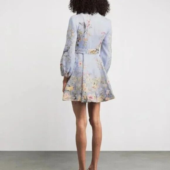 NWOT ！Zimmermann Linen Rebellion Floral Mini Dress- Size 0/US4 - Picture 2 of 10